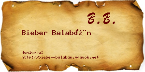 Bieber Balabán névjegykártya